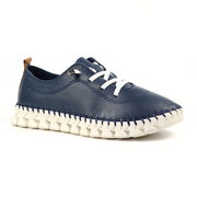 Lunar Shoes - St Austell Leather Plimsoll in Navy