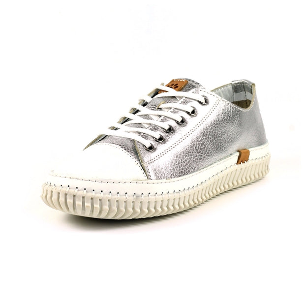 Lazy Dogz Shoes - Starlet Silver Leather Trainer (FLD106SL)