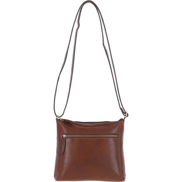 Ashwood Leather - Chestnut Leather Crossbody Bag with Zip Closure - T-89