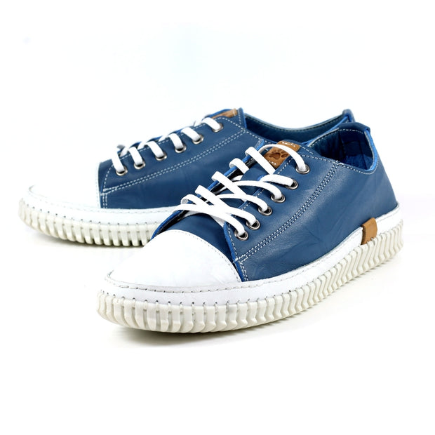 Lazy Dogz Shoes - Truffle Blue Leather Trainer (FLD105BL)