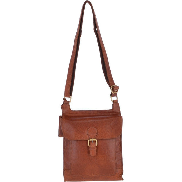 Ashwood Leather - Honey Tan Leather Crossbody Bag with Flap Over & Magnetic Closure - G24