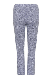 Robell – Rose 09 - White & Navy Animal Print Cropped Trouser