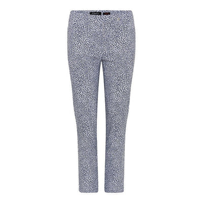 Robell – Rose 09 - White & Navy Animal Print Cropped Trouser