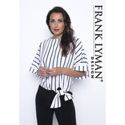 Frank Lyman - White with Black Stripes 3/4 Sleeve Blouse