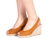 Kanna - K2255-High Wedge Suede Peep Toe Sling Back (2 colours)