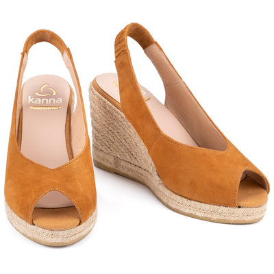 Kanna - K2255-High Wedge Suede Peep Toe Sling Back (2 colours)