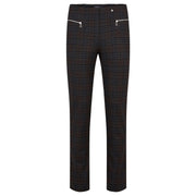 Robell – Mimi - Modern Slim Leg Ankle Length Trouser in Taupe & Black Check