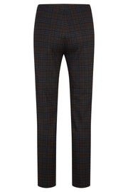 Robell – Mimi - Modern Slim Leg Ankle Length Trouser in Taupe & Black Check