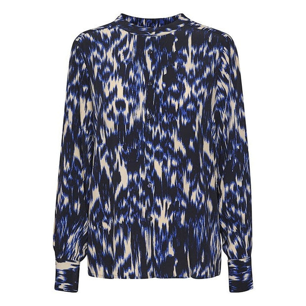 Part Two - RyaPW Long Sleeve Blouse in Dark Navy Print