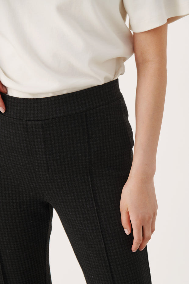 Part Two - PontasPW Easy Fit Straight Leg Trouser in Dark Grey Check