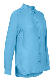 Part Two - KivasPW Long Sleeve Linen Shirt in Swim Cap Blue