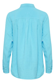 Part Two - KivasPW Long Sleeve Linen Shirt in Swim Cap Blue