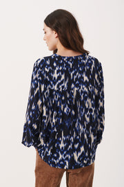 Part Two - RyaPW Long Sleeve Blouse in Dark Navy Print