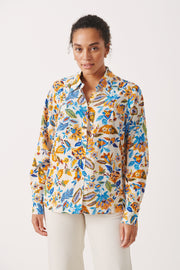 Part Two - SabilaPW Long Sleeve Blouse in Blue Craft Flower Print