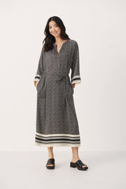 Part Two - SarisaPW 1/2 Sleeve Dress in Black Herringbone Print