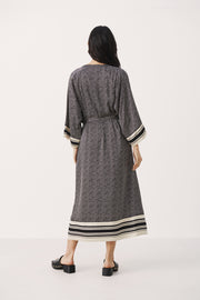 Part Two - SarisaPW 1/2 Sleeve Dress in Black Herringbone Print