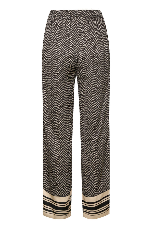 Part Two - TiarasPW Easy Fit Wide Leg Trouser in Black Herringbone