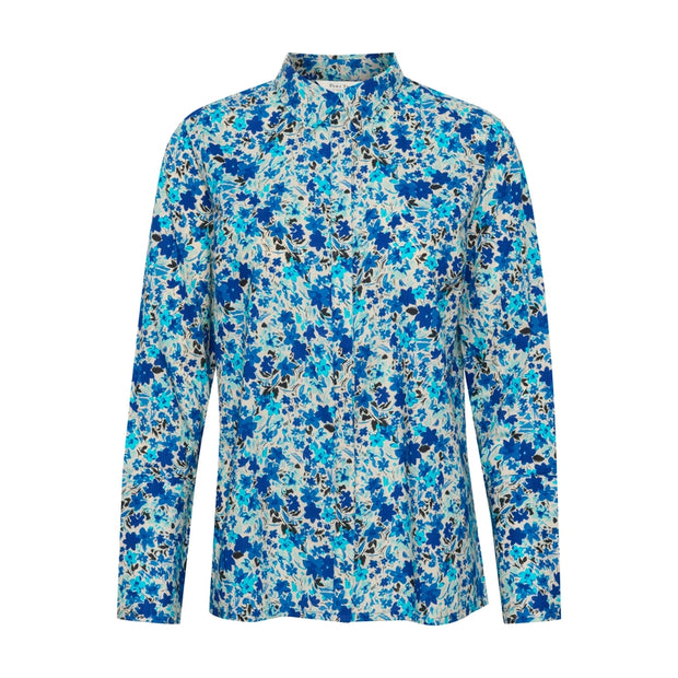 Part Two - SabellaPW Long Sleeve Cotton Blouse in Blue Flower Print