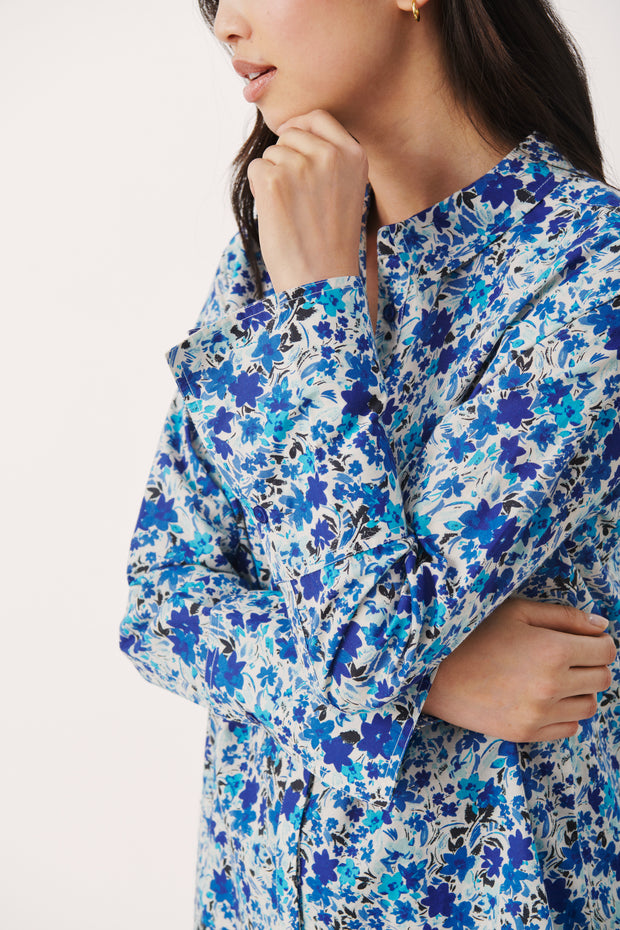 Part Two - SabellaPW Long Sleeve Cotton Blouse in Blue Flower Print