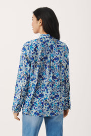 Part Two - SabellaPW Long Sleeve Cotton Blouse in Blue Flower Print