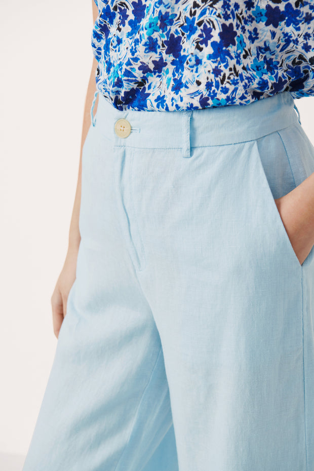 Part Two - NinnesPW Wide Leg Linen Trouser in Crystal Blue