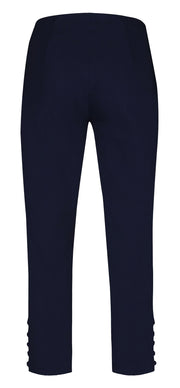 Robell – Lena 09 - Cropped Trousers With Cut Away Ladder Design at Hemline (Navy)