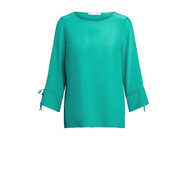 Oui -  3/4 Sleeve Wide Neck Blouse in Holly Green