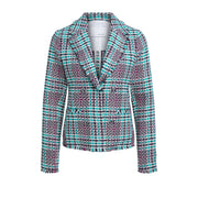 Oui -  Short V Neck Double Breasted Check Jacket