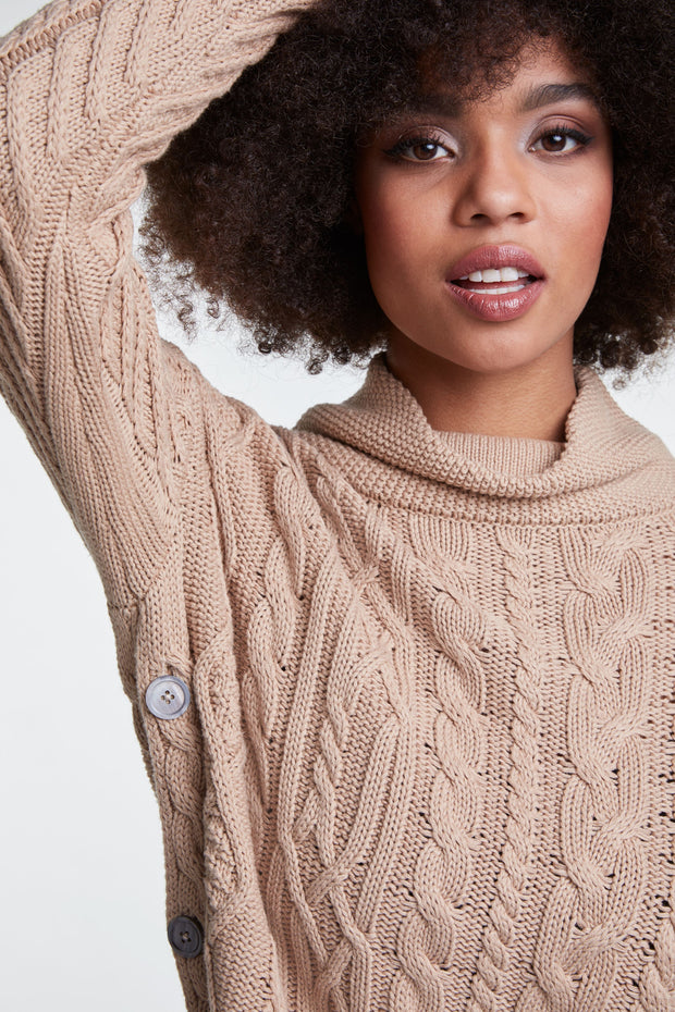 Oui - Scoop Neck Chunky Cable Knit Oversized Jumper