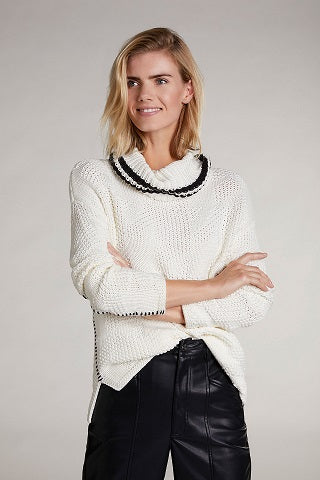 Oui - Cowl Neck Chunky Knit Jumper with Feature Stitching