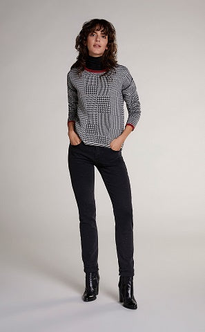 Oui - Cotton Reversible Round Neck Jumper In Bold Patchwork Print