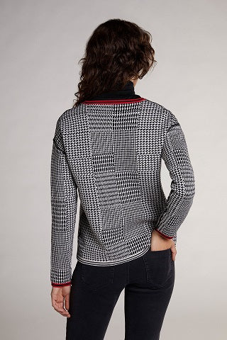 Oui - Cotton Reversible Round Neck Jumper In Bold Patchwork Print