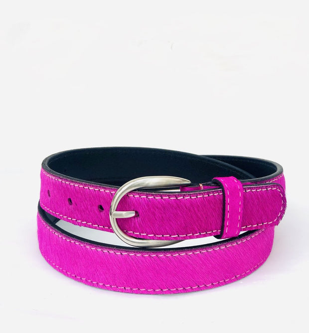 Hydestyle.London - Neon Cerise Pink Pony Hair-on Hide Leather Belt - BL20