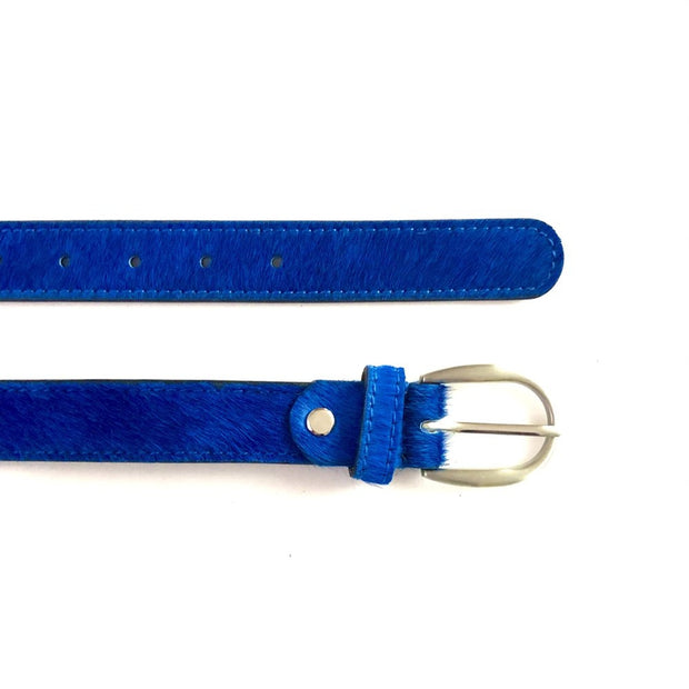 Hydestyle.London - Cobalt Blue Hair-on Hide Ladies Leather Belt - BL36