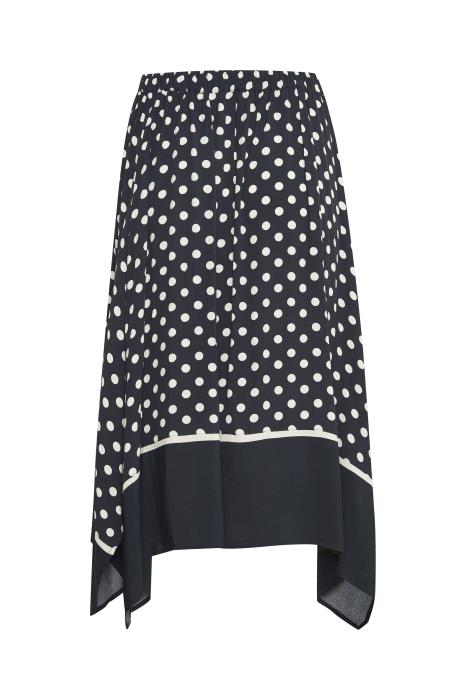 Part Two - Bayan Navy And White Spotted A-Line Skirt