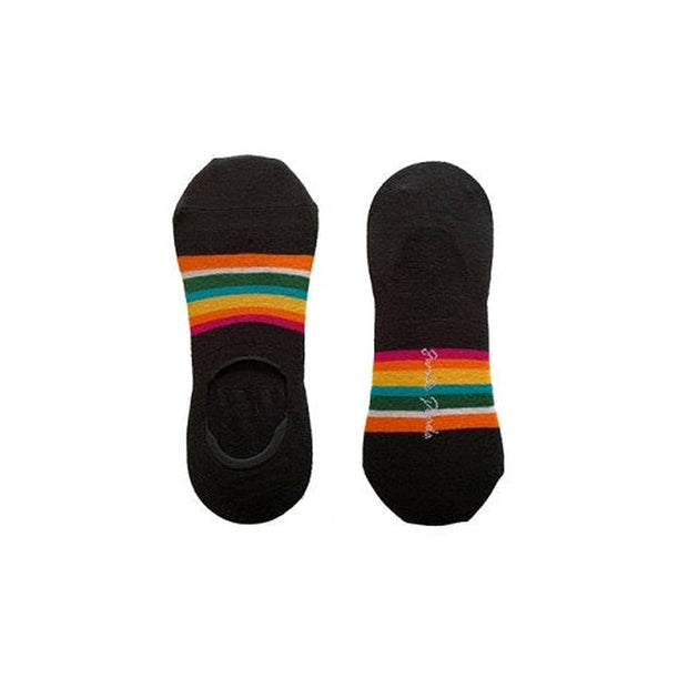 Swole Panda - Unisex Bamboo No Show Socks - Black Bold Stripe (SP288-L-NS)