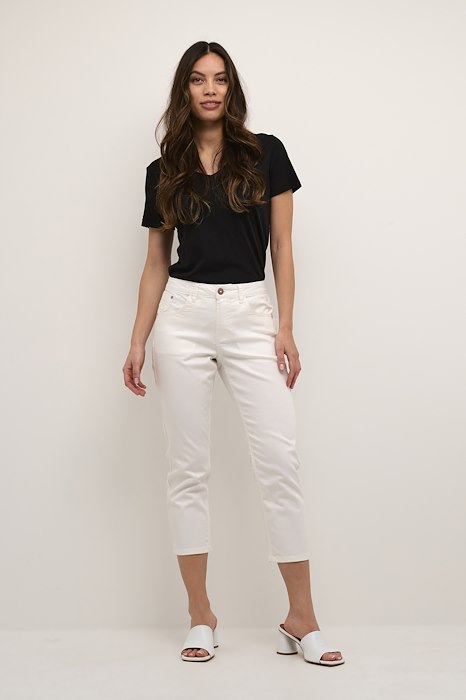 CREAM - CRLotte 3/4 Length Cotton Mix Trouser in White