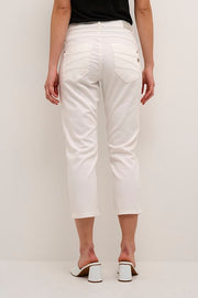 CREAM - CRLotte 3/4 Length Cotton Mix Trouser in White