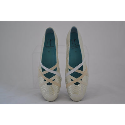 Thierry Rabotin - Rio - High Wedge Shoe in Off White & Silver Snake Effect Leather