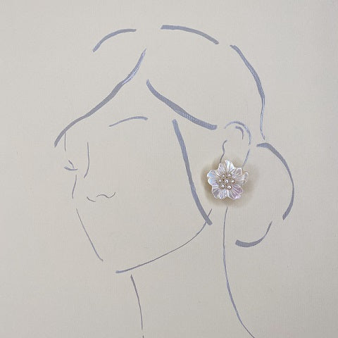 The Real Pearl Co. - Shell Flower CLIP Earrings with Multiple Pearl Heart