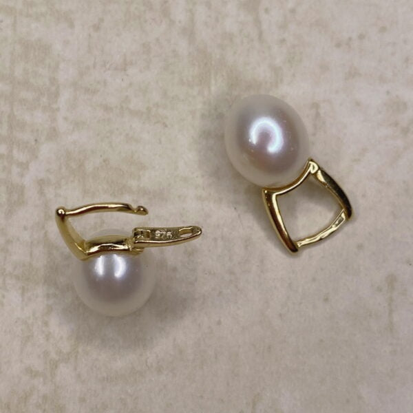 The Real Pearl Co. - White Pearl and Gold Hinge Drop Earrings