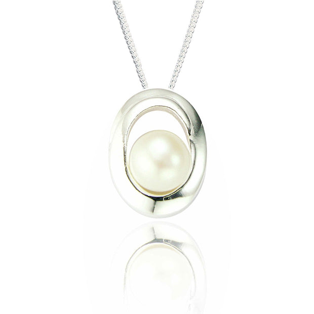 Spoke925 - Rachel Oval Swirl Silver Pendant on 18" Silver Chain