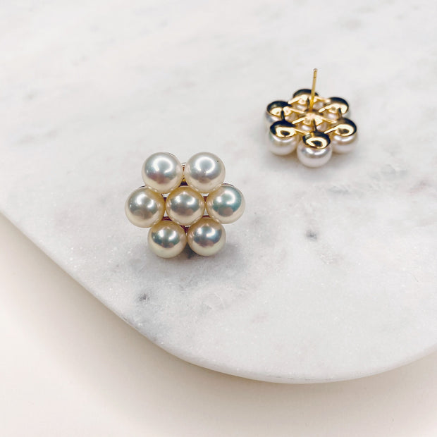 The Real Pearl Co. - Gold Plated 925 Silver Flower Stud Earring