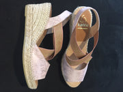 Kanna - K2229-High Wedge Leather Crossover Espadrille with Elasticated Straps (2 colours)