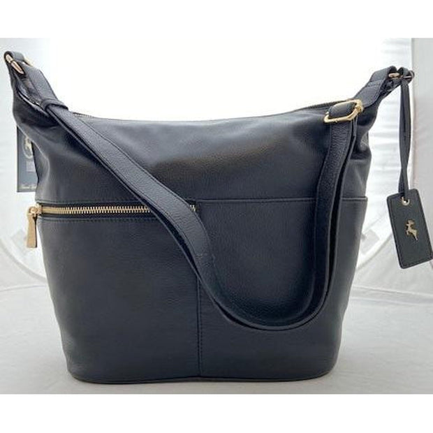 Ashwood Large Black Leather Shoulder Bag