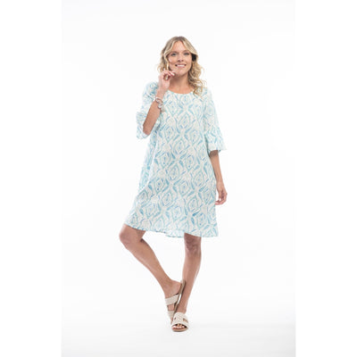 Orientique - Linen Dress with Frill Sleeve (7164)