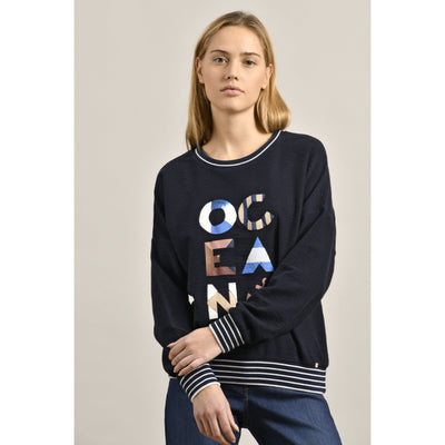 Mat De Misaine - Mouette - Navy Sweatshirt with Screen Printing & Sequins