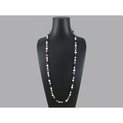 The Real Pearl Co. - White Round & Baroque Pearls, Onyx, White Agate, Rock Crystal & Hematite Necklace