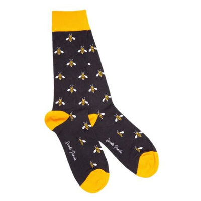 Swole Panda - Unisex Bamboo Socks - Navy with Bumblebee Design