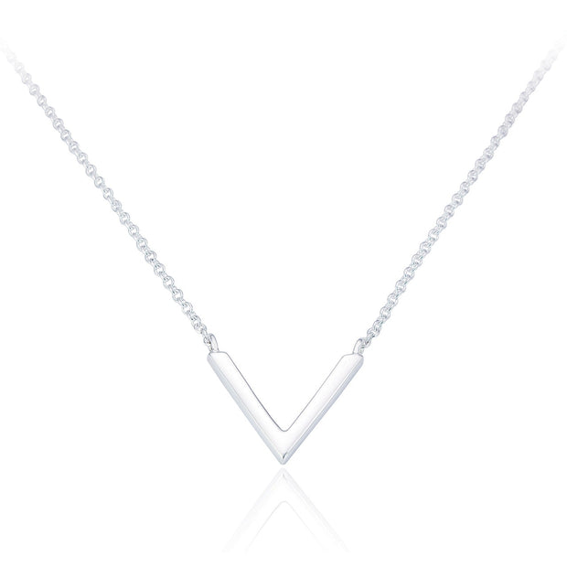 Spoke925 - Vana V Shaped Silver Pendant Necklace